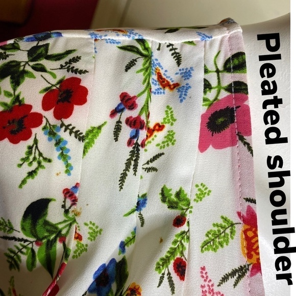 Pleione White Blouse With Floral Trim Size XS - Picture 5 of 7